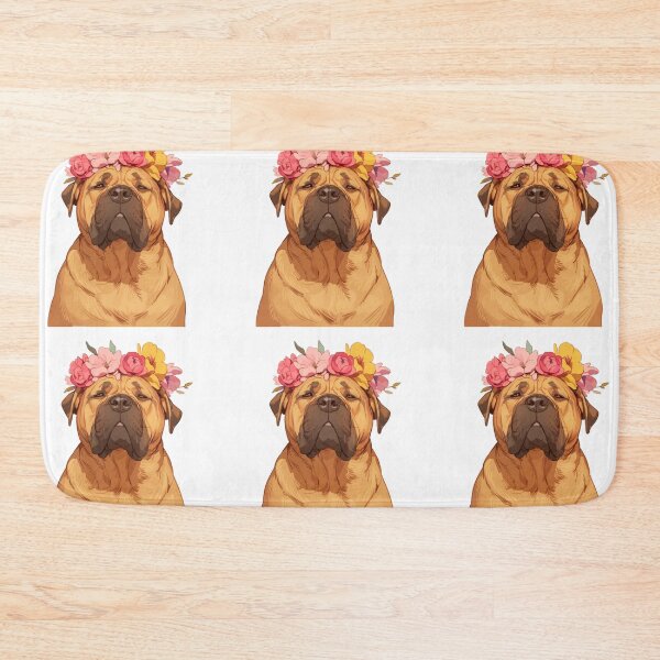 Item preview, Cute Bullmastiff puppy dog with a flower crown designed and sold by MendaciousMina.