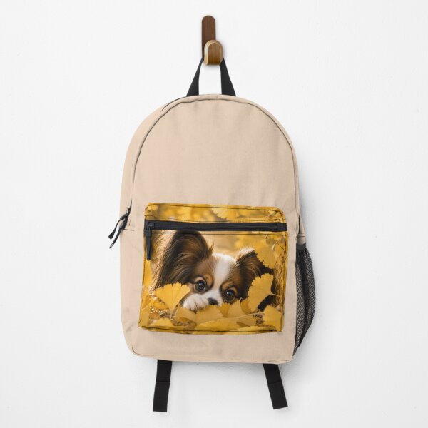 Item preview, Papillon Dog Peeking Through Golden Ginkgo Leaves designed and sold by ManJiangHong.
