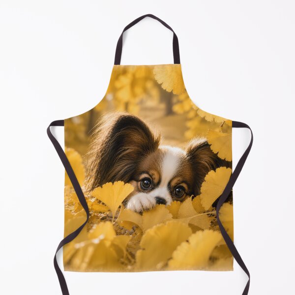 Item preview, Papillon Dog Peeking Through Golden Ginkgo Leaves designed and sold by ManJiangHong.