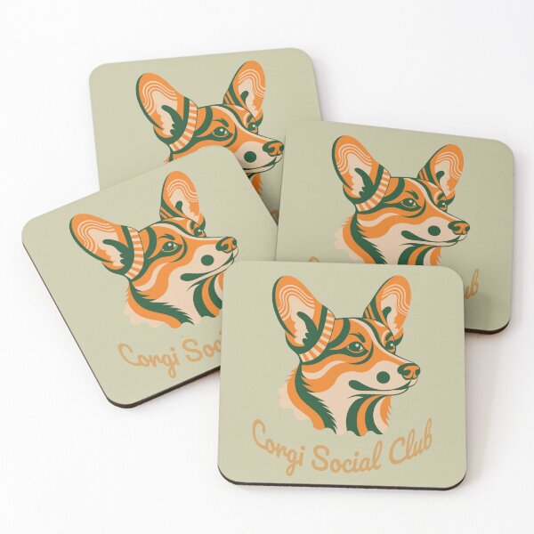 Item preview, Corgi Social Club Vintage Badge (orange lettering) designed and sold by Kinship-Pets.