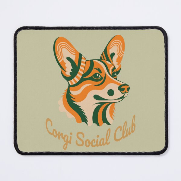 Item preview, Corgi Social Club Vintage Badge (orange lettering) designed and sold by Kinship-Pets.