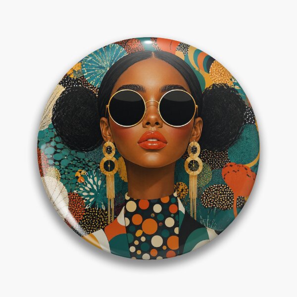 Item preview, Retro Classy Woman with Sunglasses - Teal and Orange Abstract Floral Pattern designed and sold by littlepiptales.