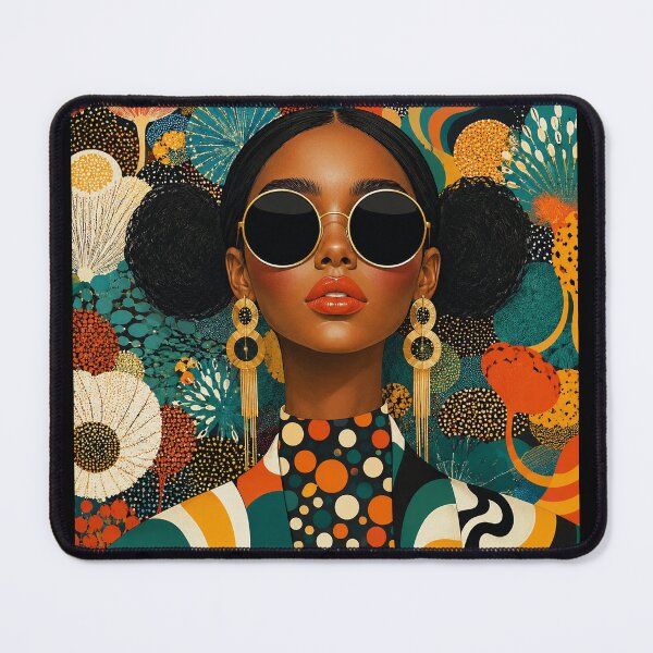 Item preview, Retro Classy Woman with Sunglasses - Teal and Orange Abstract Floral Pattern designed and sold by littlepiptales.