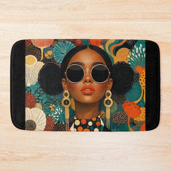 Item preview, Retro Classy Woman with Sunglasses - Teal and Orange Abstract Floral Pattern designed and sold by littlepiptales.