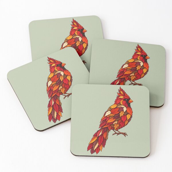 Item preview, Ilustración botánica del ave cardenal de hojas otoñales designed and sold by  MAD's Recreation Studio.