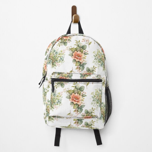 Artikelvorschau, Peach & Eucalyptus Watercolor Floral Pattern entworfen und verkauft von sweta_r.art.