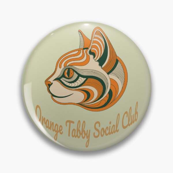 Item preview, Orange Tabby Social Club Vintage Badge (orange lettering) designed and sold by Kinship-Pets.