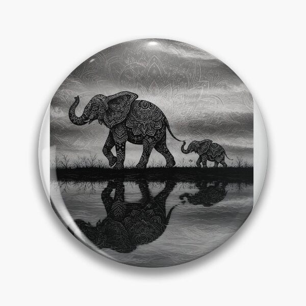 Item preview, Elephant Family Mandala | Black and White Elephant Mandala Art | Sacred Geometry Wildlife Artwork | Spiritual Nature Wall Art designed and sold by suryabumblee.