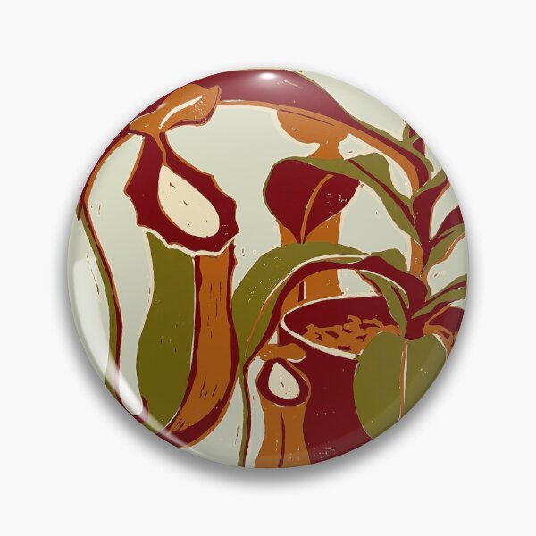 Item preview, Pitcher Plant Carnivorous Botanical Linocut Block Print Art designed and sold by KiwiRider.