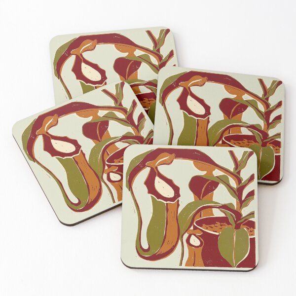Item preview, Pitcher Plant Carnivorous Botanical Linocut Block Print Art designed and sold by KiwiRider.