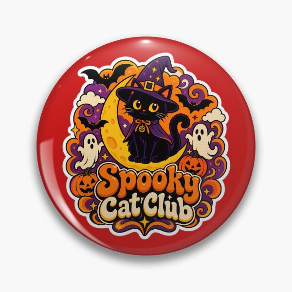 Item preview, Retro Spooky Cat Club 70s Halloween designed and sold by Stickers Hub HUB.
