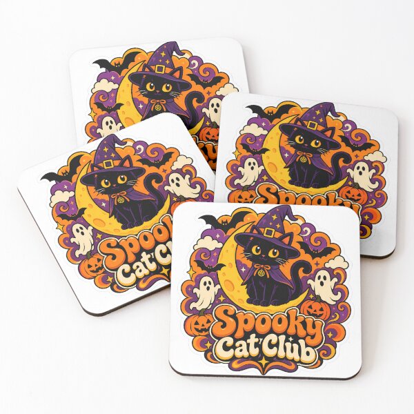 Item preview, Retro Spooky Cat Club 70s Halloween designed and sold by Stickers Hub HUB.