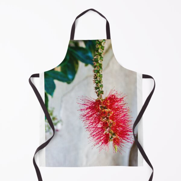 Item preview, Bright Red Bottlebrush Flower (Callistemon) Hanging in Soft Focus With Green Leaves designed and sold by Nmallia.