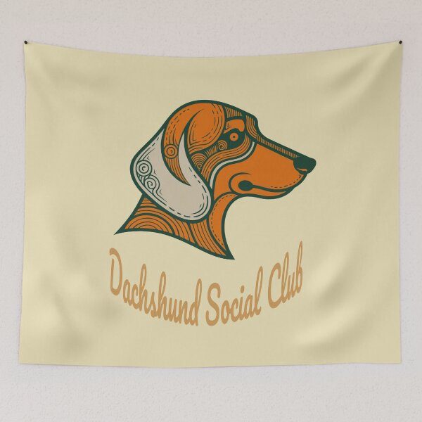 Item preview, Dachshund Social Club Vintage Badge (orange lettering) designed and sold by Kinship-Pets.