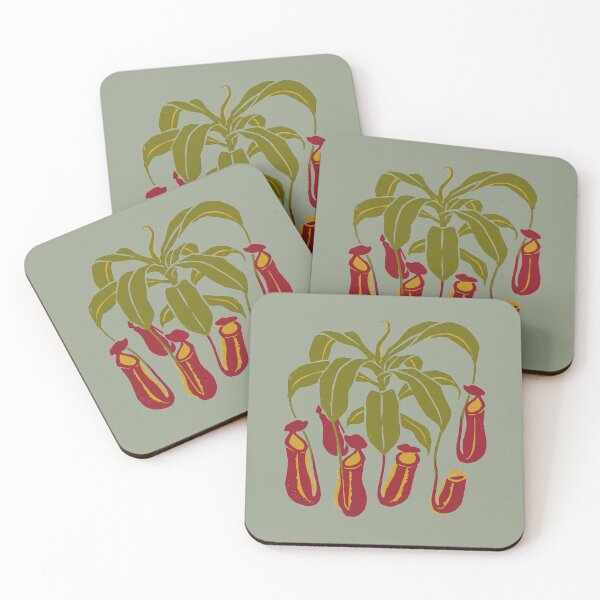 Item preview, Pitcher Plant Carnivorous Botanical Linocut Block Print Art designed and sold by KiwiRider.