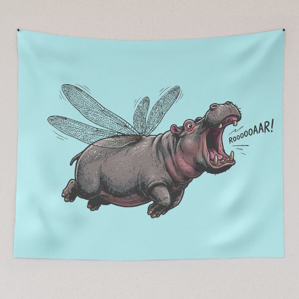 Item preview, Flying Hippo Roar - Funny Flying Hippopotamus designed and sold by chriswo-design.
