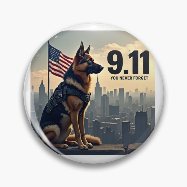 Item preview, PATRIOT DAY 9.11 NEVER FORGET GERMAN SHEPHERD DOG ART designed and sold by PawsStudioAU.