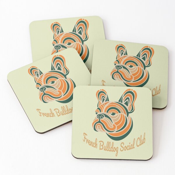Item preview, French Bulldog Social Club Vintage Badge (orange lettering) designed and sold by Kinship-Pets.