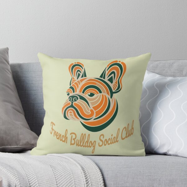 Item preview, French Bulldog Social Club Vintage Badge (orange lettering) designed and sold by Kinship-Pets.