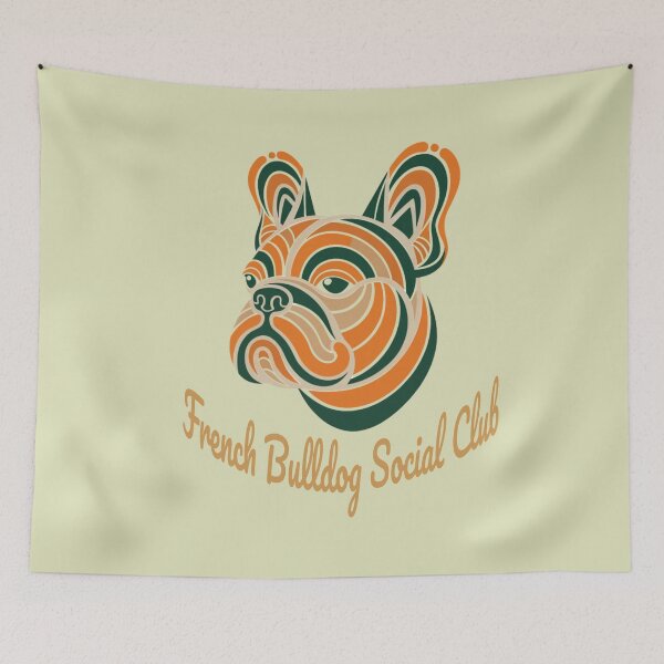 Item preview, French Bulldog Social Club Vintage Badge (orange lettering) designed and sold by Kinship-Pets.