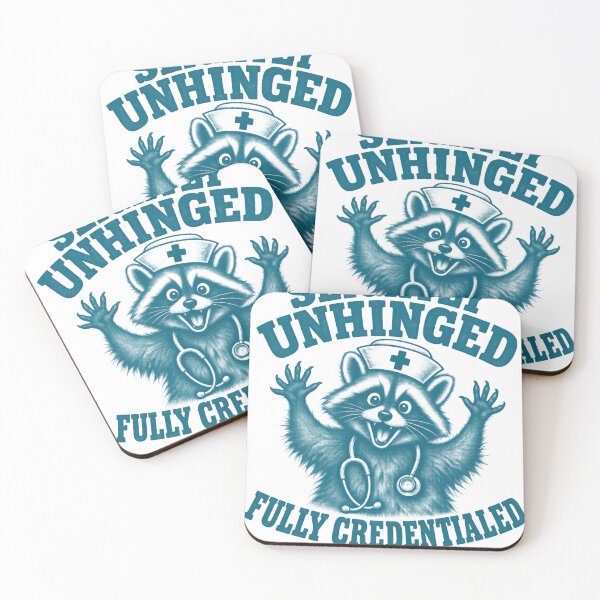 Item preview, Slightly Unhinged Fully Credentialed Funny Nurse Raccoon Humor Typography designed and sold by VGAfanatic.