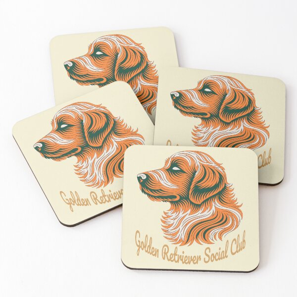 Item preview, Golden Retriever Social Club Vintage Badge (orange lettering) designed and sold by Kinship-Pets.