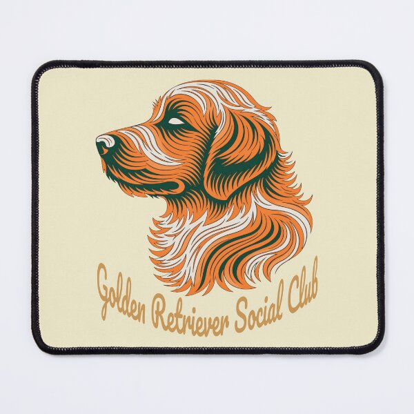 Item preview, Golden Retriever Social Club Vintage Badge (orange lettering) designed and sold by Kinship-Pets.