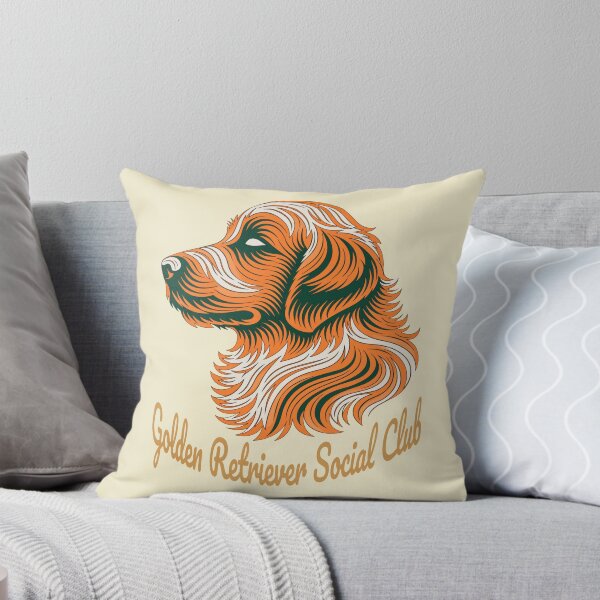 Item preview, Golden Retriever Social Club Vintage Badge (orange lettering) designed and sold by Kinship-Pets.