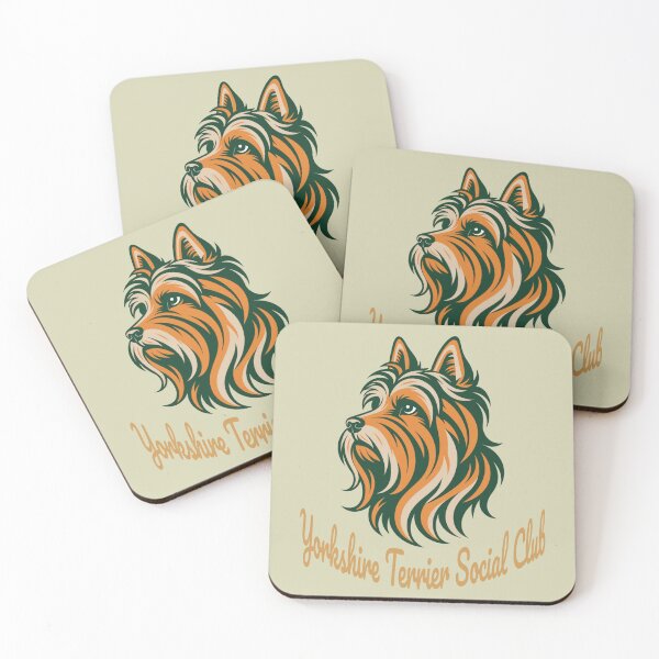 Item preview, Yorkshire Terrier Social Club Vintage Badge (orange lettering) designed and sold by Kinship-Pets.
