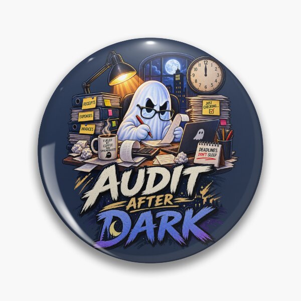 Aperçu de l'œuvre Audit après la tombée de la nuit Comptable d'Halloween drôle créée et vendue par PunchDrop.
