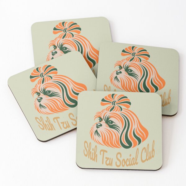 Item preview, Shih Tzu Social Club Vintage Badge (orange lettering) designed and sold by Kinship-Pets.
