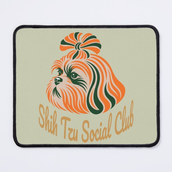 Item preview, Shih Tzu Social Club Vintage Badge (orange lettering) designed and sold by Kinship-Pets.