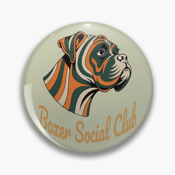Item preview, Boxer Social Club Vintage Badge (orange lettering) designed and sold by Kinship-Pets.