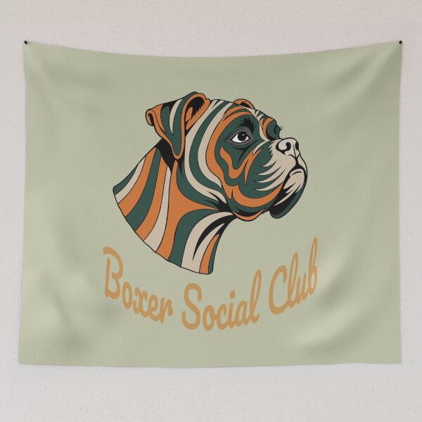Item preview, Boxer Social Club Vintage Badge (orange lettering) designed and sold by Kinship-Pets.