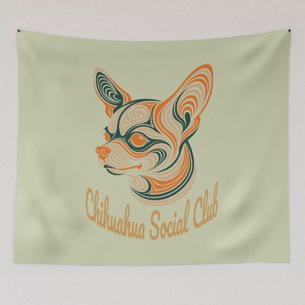 Item preview, Chihuahua Social Club Vintage Badge (orange lettering) designed and sold by Kinship-Pets.