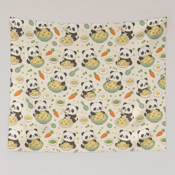 Item preview, Panda Egg Fried Rice Kawaii Pattern designed and sold by Soft Berry Studio.
