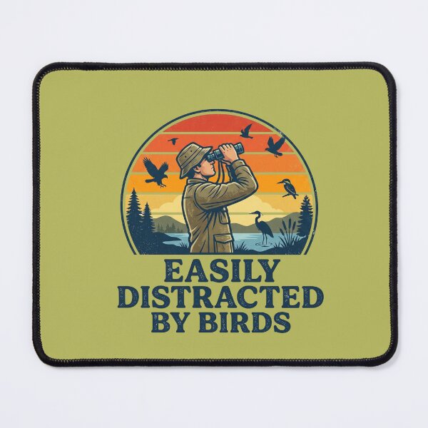 Item preview, Easily Distracted By Birds Vintage Retro Sunset Bird Watching Ornithologist Art designed and sold by MarCinu Art.