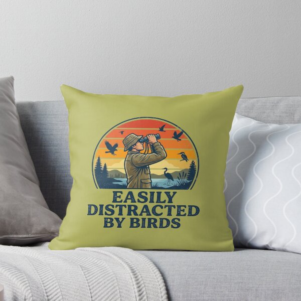 Item preview, Easily Distracted By Birds Vintage Retro Sunset Bird Watching Ornithologist Art designed and sold by MarCinu Art.