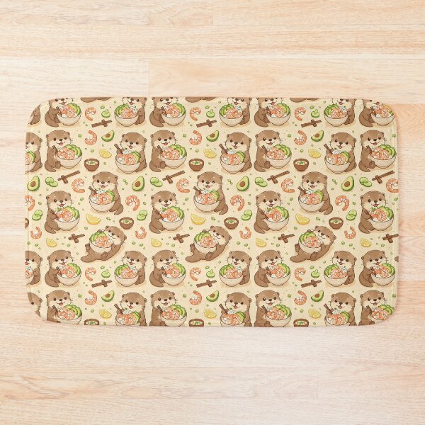 Item preview, Otter Shrimp Rice Bowl Kawaii Pattern designed and sold by Soft Berry Studio.