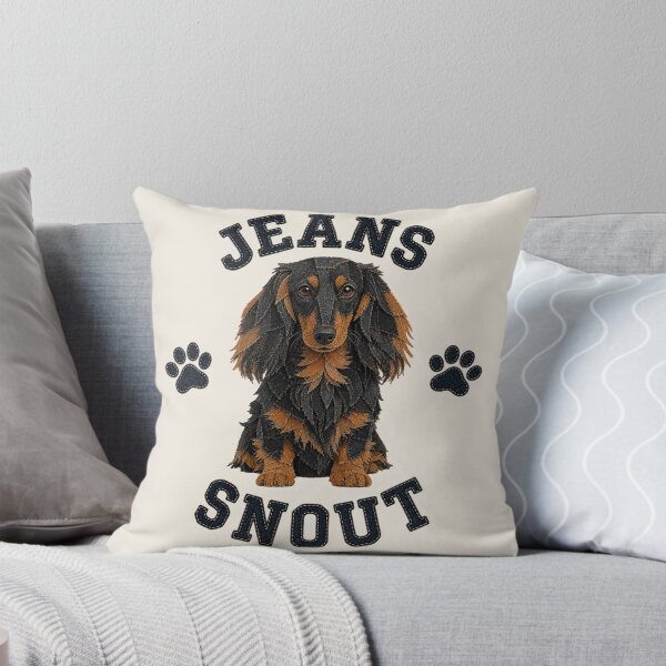 Item preview, Black and Tan Longhaired Dachshund Denim Patch Art designed and sold by JeanSnout.