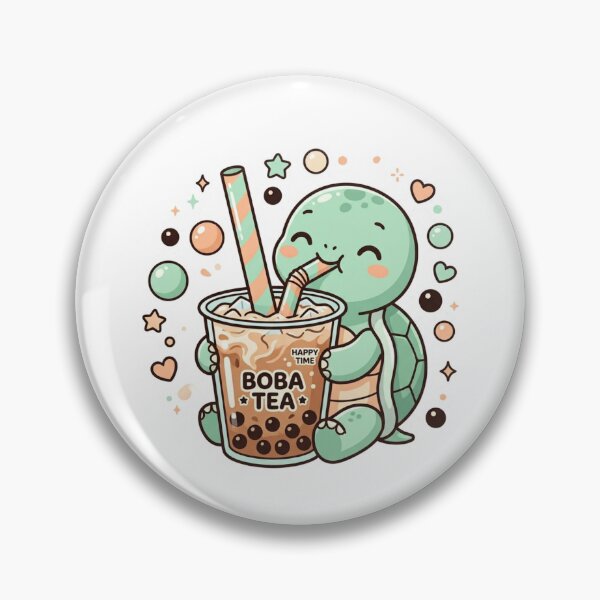 Item preview, Cute Kawaii Turtle Drinking Boba Tea designed and sold by ajamzbox.