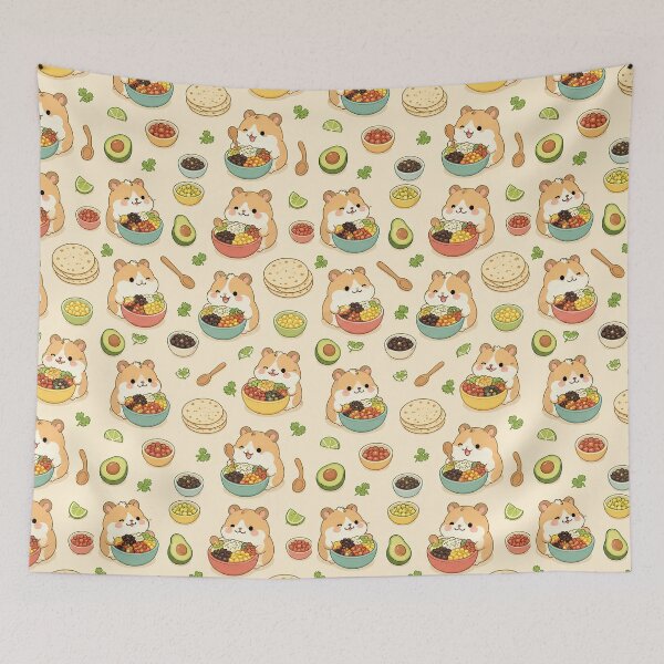 Item preview, Hamster Mini Taco Bowl Kawaii Pattern designed and sold by Soft Berry Studio.