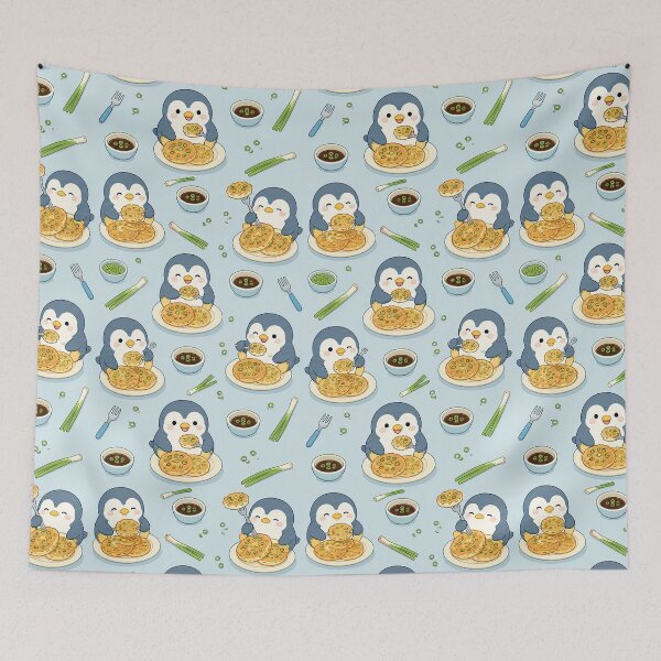 Item preview, Penguin Savory Rice Pancake Kawaii Pattern designed and sold by Soft Berry Studio.