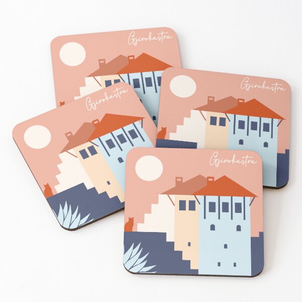 Item preview, Gjirokastra illustration in Boho style, Albania designed and sold by INTRIGUEprints.