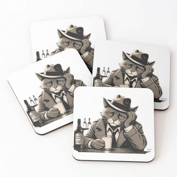 Item preview, Lonely Bourbon - Noir Detective Cat designed and sold by BadDrawingClub.