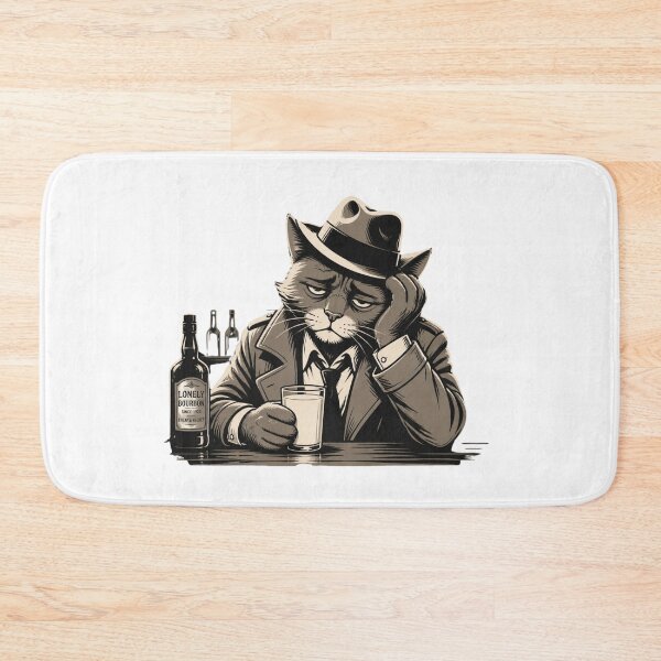 Item preview, Lonely Bourbon - Noir Detective Cat designed and sold by BadDrawingClub.