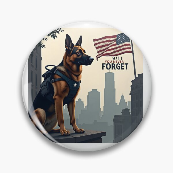 Item preview, PATRIOT DAY 9/11 NEVER FORGET GERMAN SHEPHERD K9 RESCUE DOG ART designed and sold by PawsStudioAU.