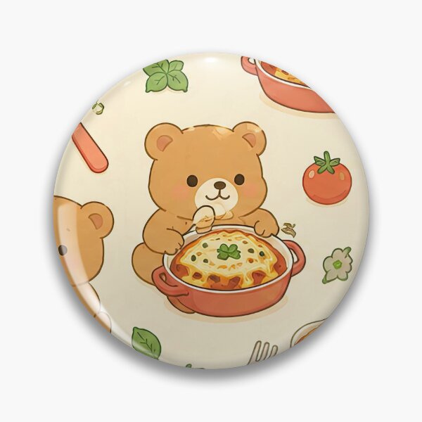 Item preview, Teddy Bear Baked Ziti Kawaii Pattern designed and sold by Soft Berry Studio.