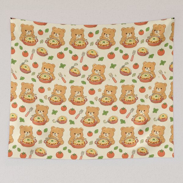 Item preview, Teddy Bear Baked Ziti Kawaii Pattern designed and sold by Soft Berry Studio.