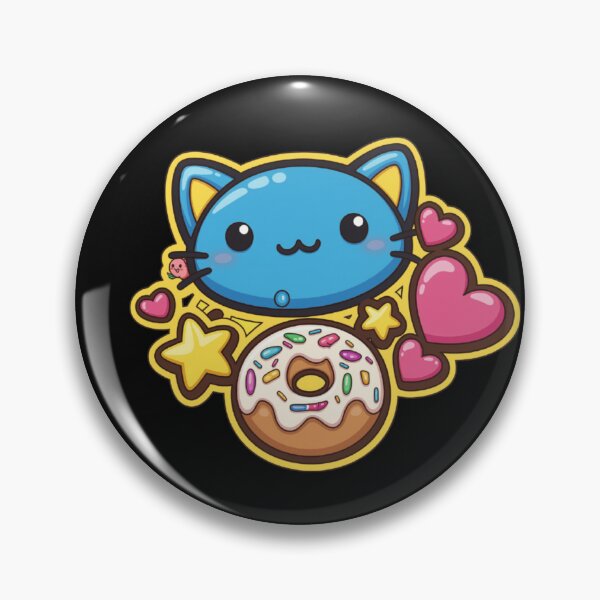 Item preview, Kawaii Blue Neko Cat & Donut designed and sold by Revyra Design .
